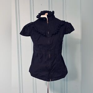 Arden B Black Zip Front Blouse